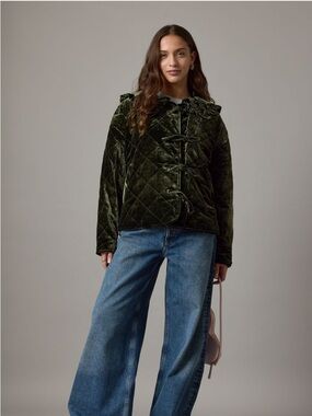 NWT Anthropologie Dark Olive Quilted Jacket